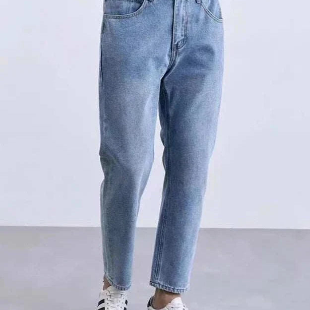 Straight business jeans made of polyester, perfect for office and casual wear.