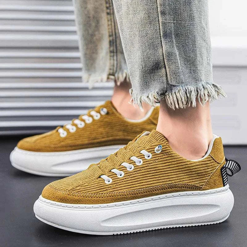 Men's Cricket bulb shoes in yellow, featuring breathable comfort and casual style.