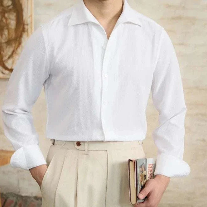 Vintage Italian long sleeve shirt in soft cotton fabric for men's classic style.