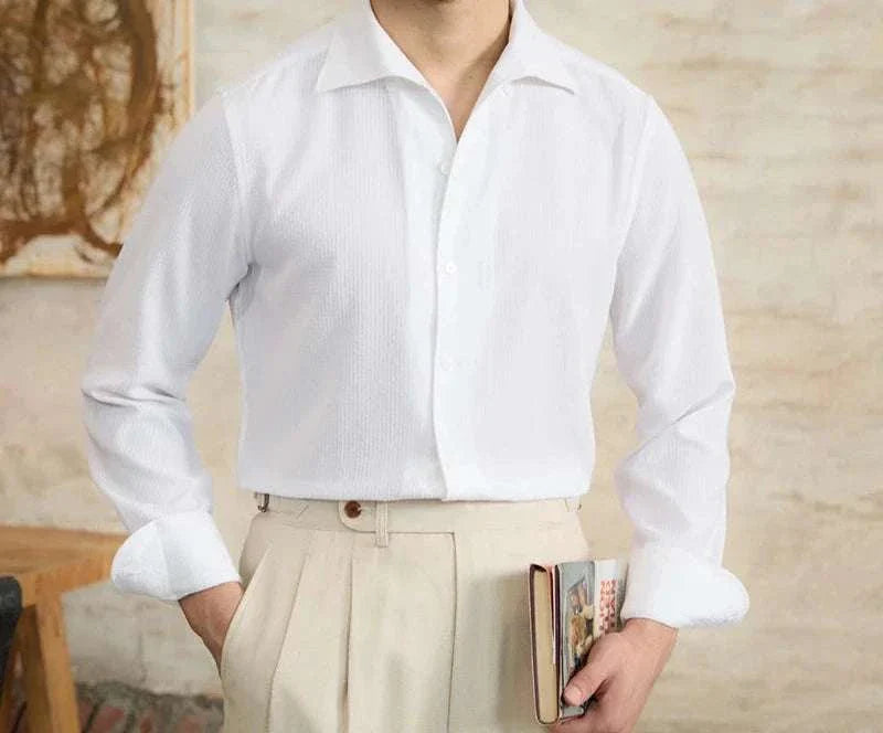 Vintage Italian long sleeve shirt in soft cotton fabric for men's classic style.