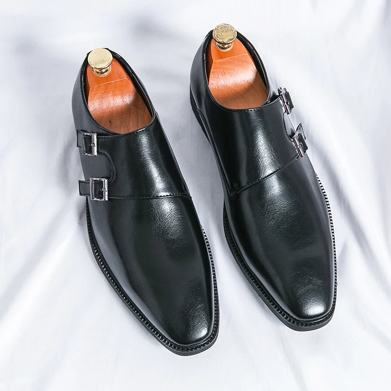Buckle monk classic retro shoes