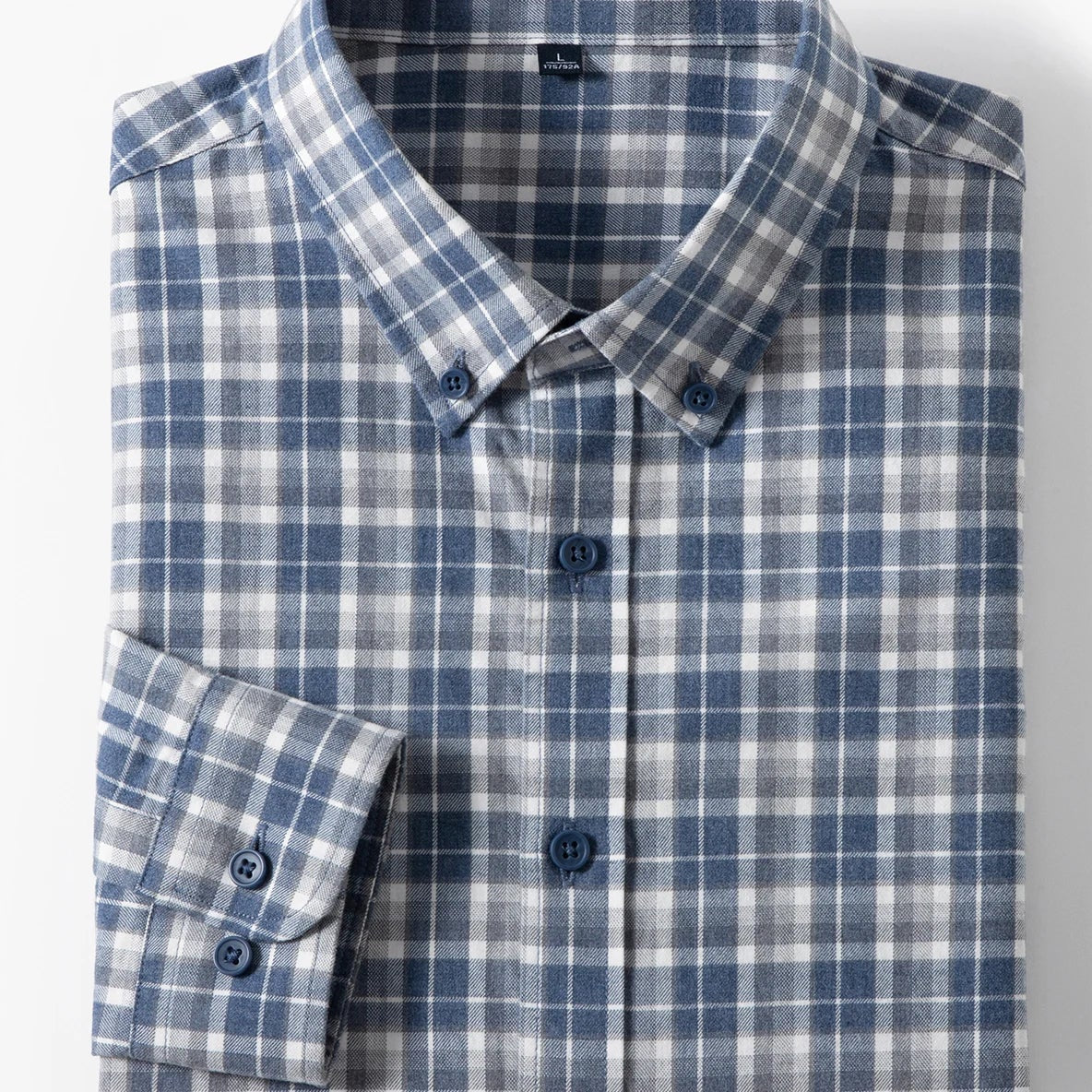 Pure cotton checkered long-sleeve shirt