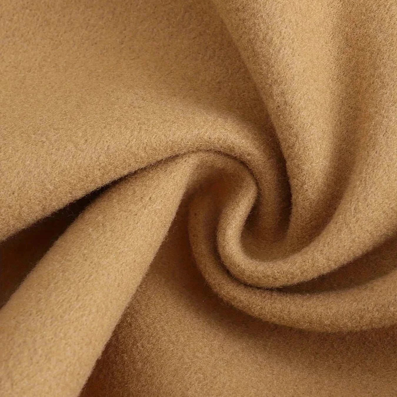 Casual British style polyester long coat fabric texture in beige.