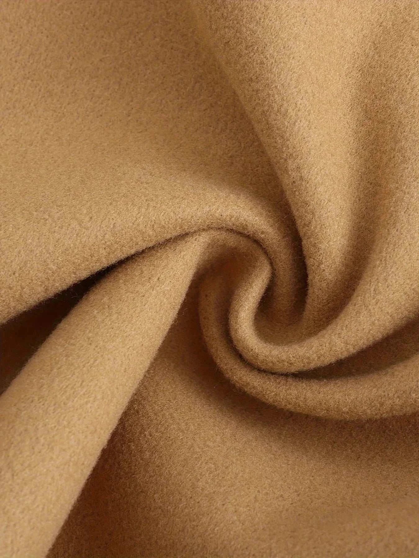 Casual British style polyester long coat fabric texture in beige.