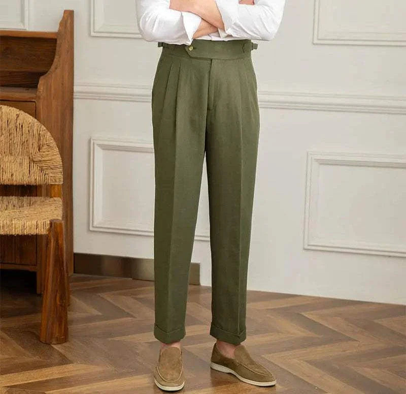 Antonios Naples cotton-linen pants for summer comfort fit, smart casual style.