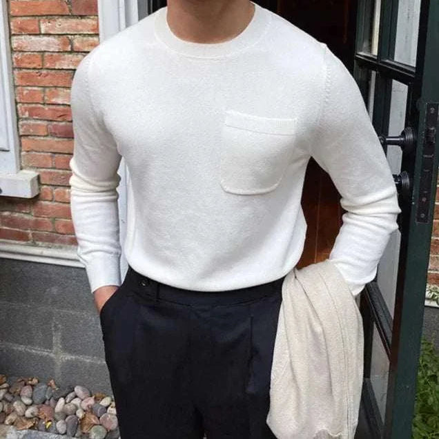 Antonios office premium sweater for men in stylish setting.