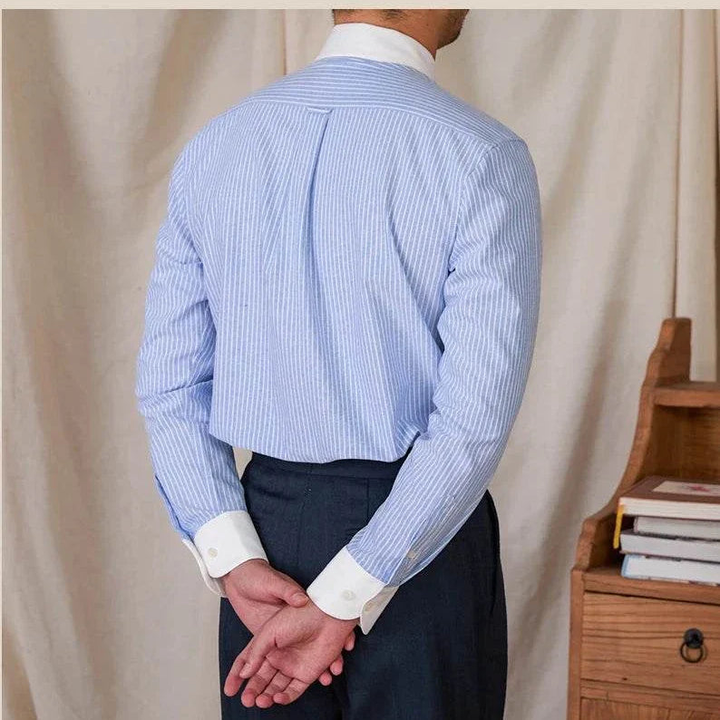 Antonios striped cotton business shirt for men, comfortable and breathable.