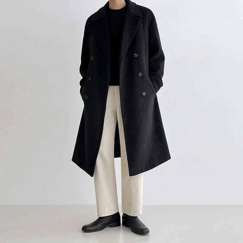Long length Korean coat for men, autumn winter stylish cotton outerwear.