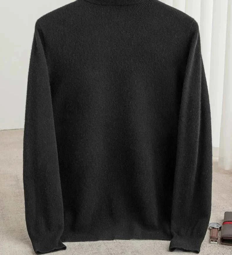 Business wool turtleneck sweater in black for autumn and winter.