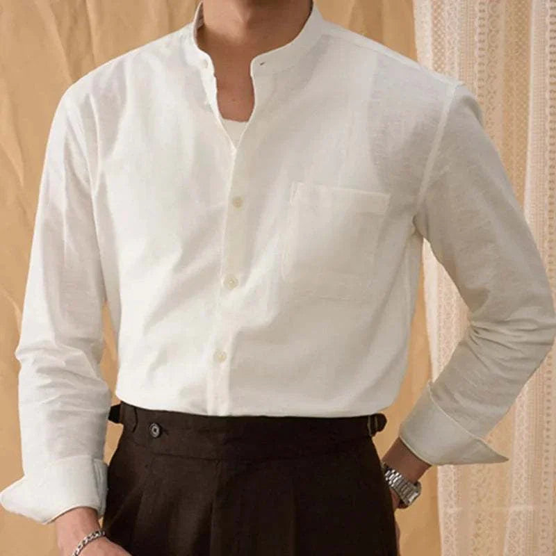 Antonios cotton-linen long sleeve men's shirt, stylish and breathable.