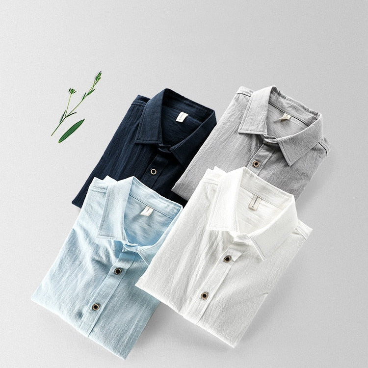 Maurice Solid Shirt in various colors made of high-quality cotton and linen blend.