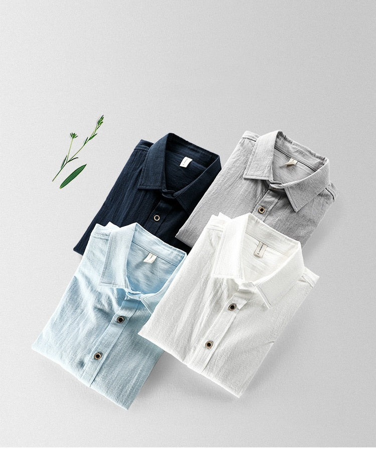 Maurice Solid Shirt in various colors made of high-quality cotton and linen blend.
