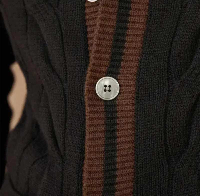 Antonios twisted knit cardigan with vintage Italian style and detailed buttons.