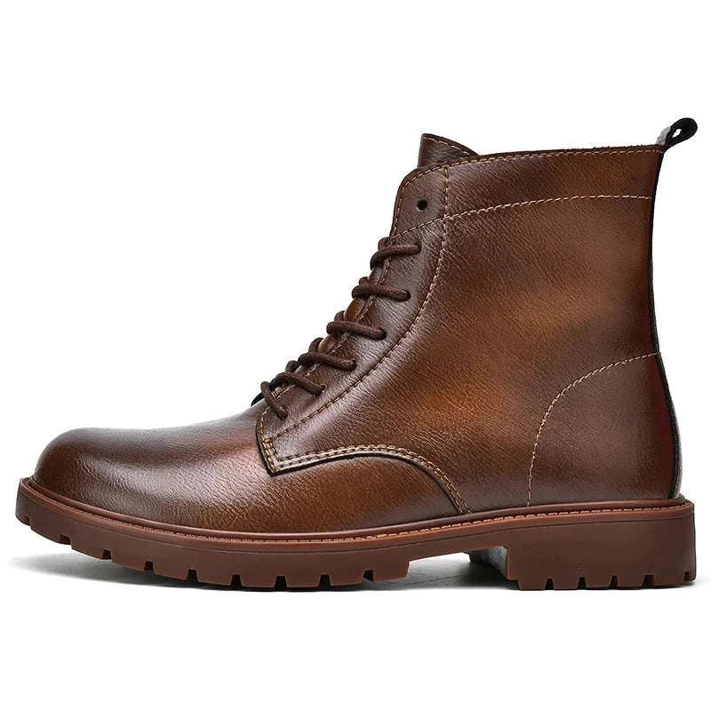 Winter retro genuine leather boots with durable rubber soles.