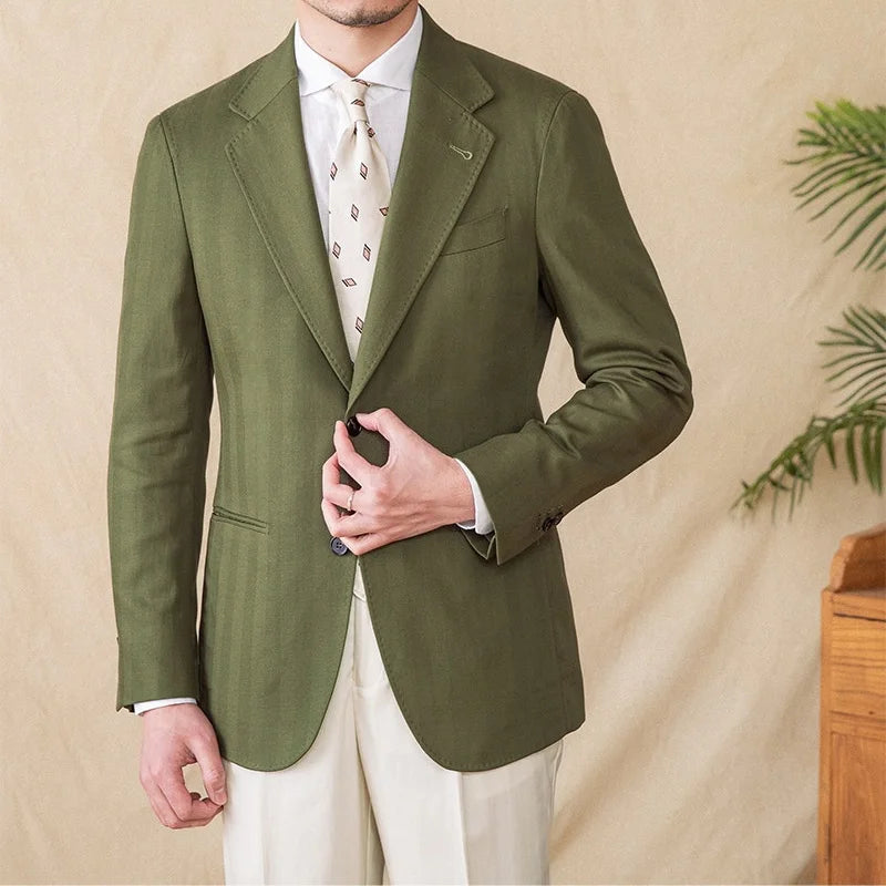 Leo linen cotton blend casual suit jacket