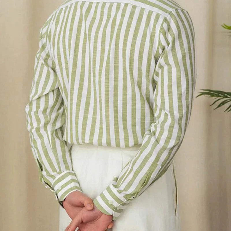 Business striped white summer shirt for men, featuring elegant design and comfortable material.