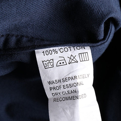 Care label of Vintage-Retro Cotton Shirt, showing washing instructions.