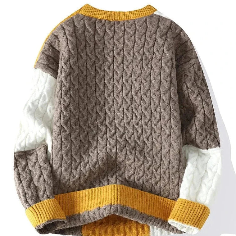 Norway neck sweater with wool blend, casual elegant style for men.