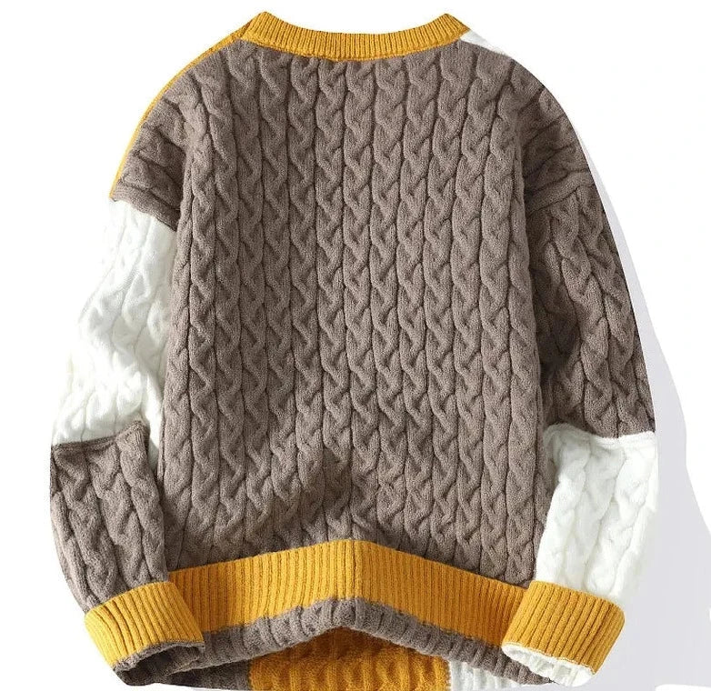 Norway neck sweater with wool blend, casual elegant style for men.
