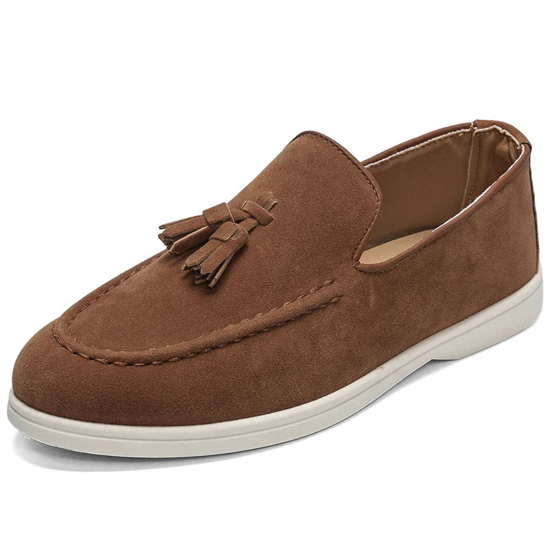 Tasseled suede driving moccasin