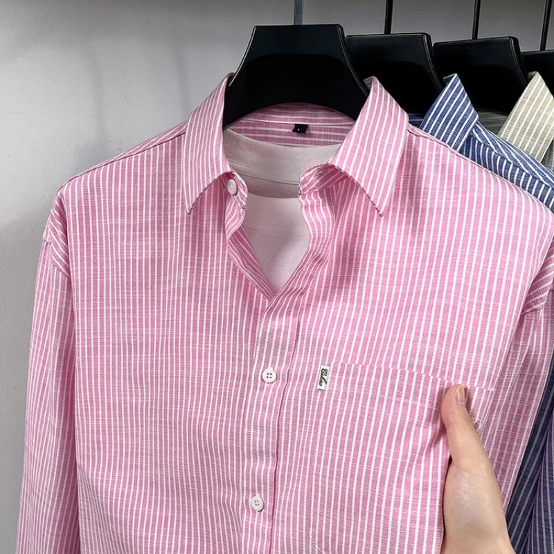 Santorini linen striped shirt