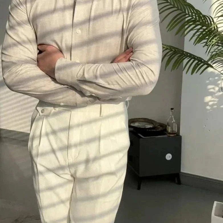 Office suit long sleeve shirt for men; casual, elegant, breathable polyester fabric.