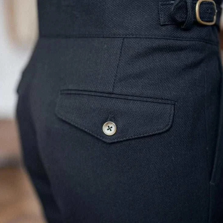 Cold season straight trousers, polyester, smart casual style.