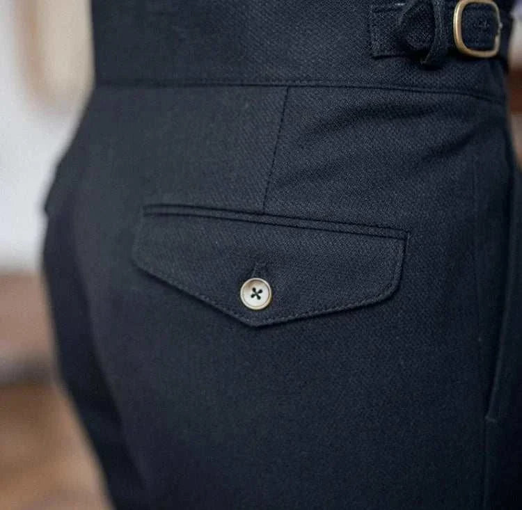 Cold season straight trousers, polyester, smart casual style.