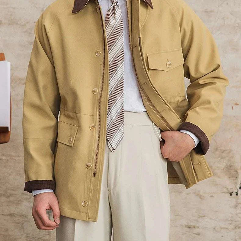 Italian smart casual jacket in vintage style, perfect for autumn, men's fashion.