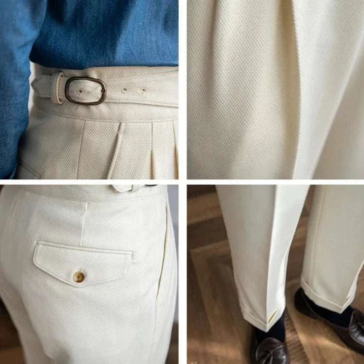 Cold season straight trousers for men in solid pattern, polyester material, stylish and cozy for winter wardrobe.