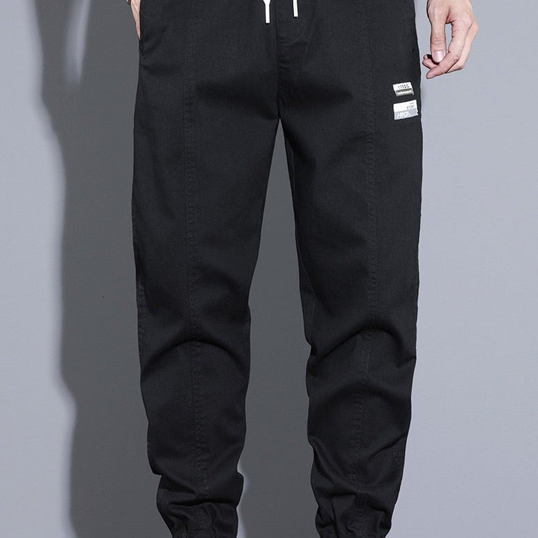 Vinny Loose Pants in black, men's relaxed fit joggers, casual smart style.