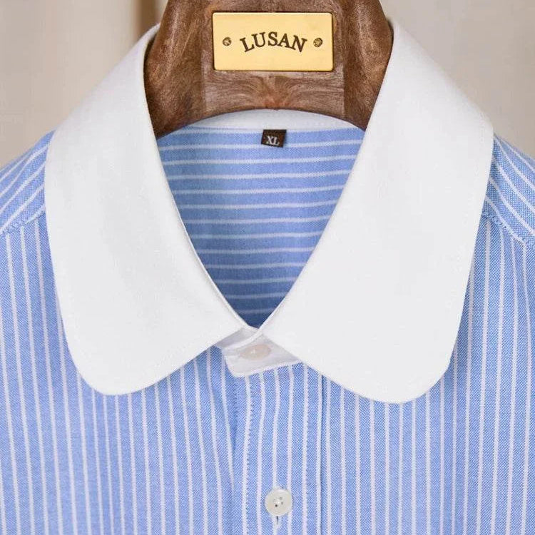 Antonios striped cotton business shirt ideal for office wear.