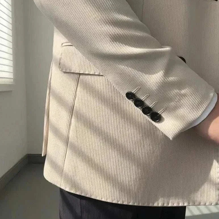 Antonios double breasted suit blazer with solid pattern, men's elegant style.