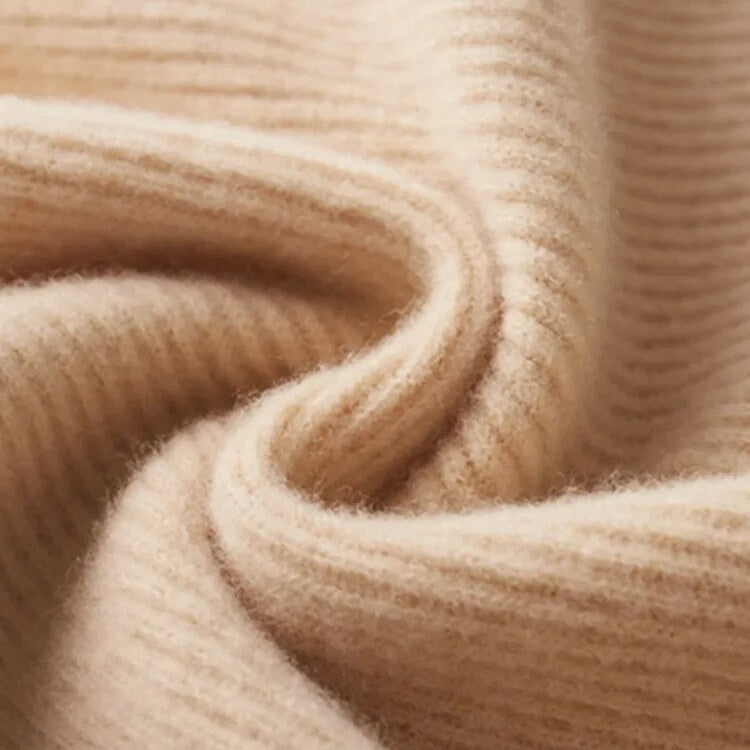 Pure wool cardigan fabric close-up showcasing soft, high-quality texture.