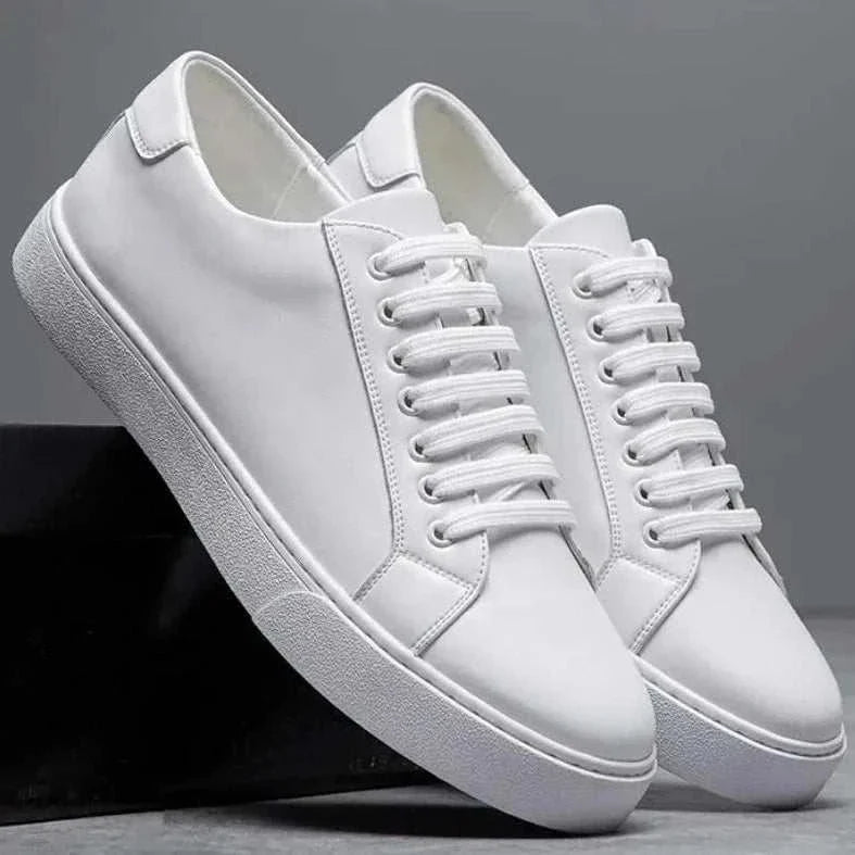 White LUXELY office leather shoes for men, casual and breathable design.