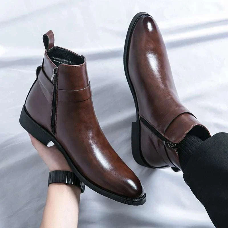 Elegant luxury boots made from ecological leather and rubber.