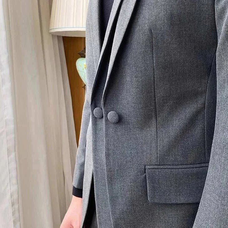 Formal elegant premium suit 2 piece blazer close-up