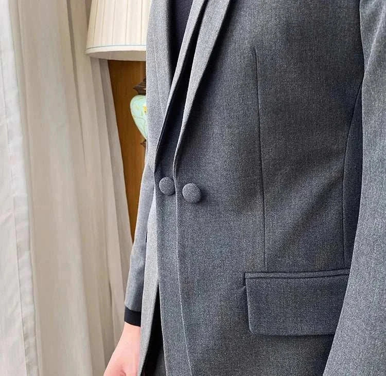 Formal elegant premium suit 2 piece blazer close-up