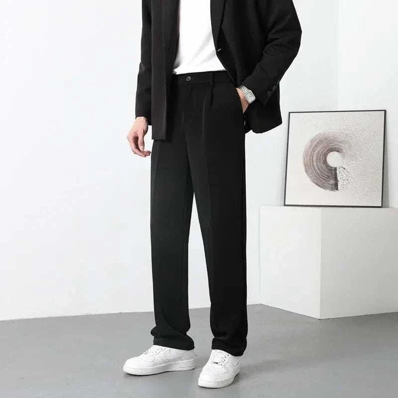 Stylish and comfortable Korean chino pants in black, perfect for casual or elegant occasions.