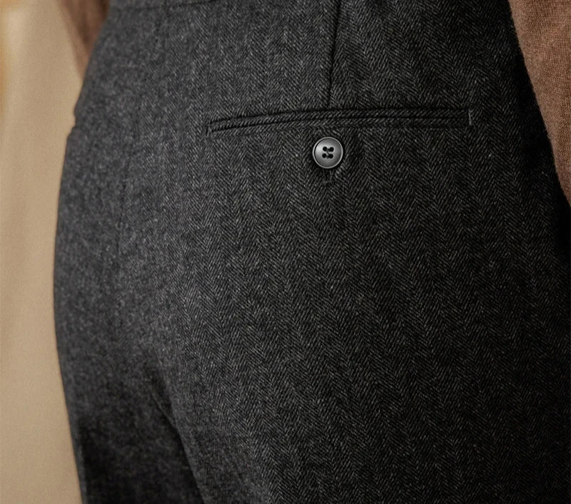 Wool winter Italian trousers, luxurious blend, stylish and durable design.