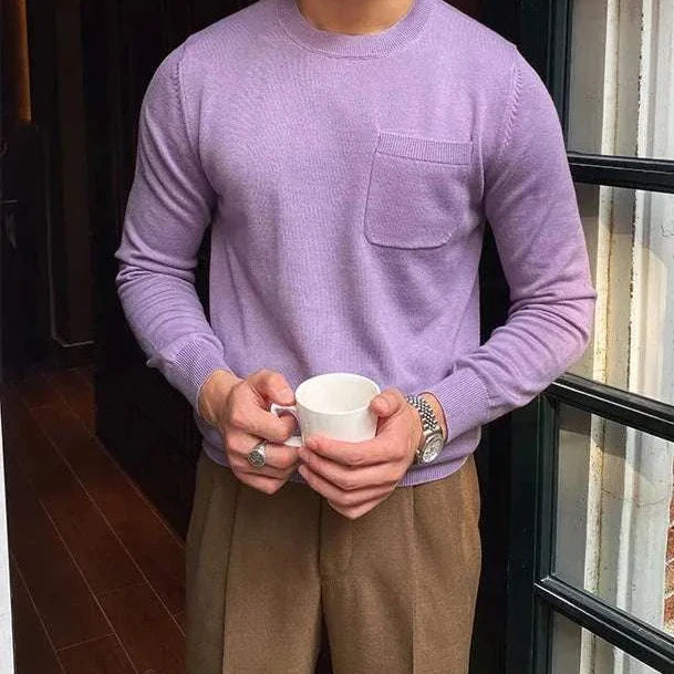 Antonios office premium sweater for men in light purple, perfect fitting and cozy.
