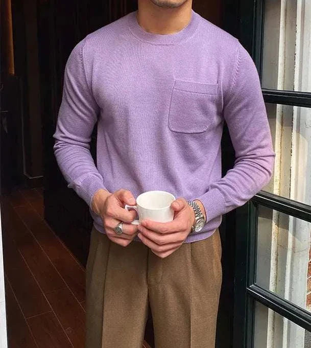 Antonios office premium sweater for men in light purple, perfect fitting and cozy.