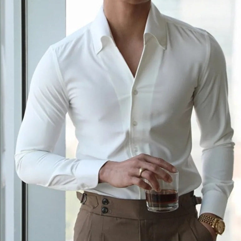ITALIAN slim-fit shirt for men, classic collar, made from soft cotton.