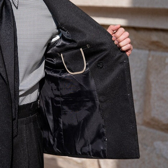 Antonios Double Breast Suit interior view showing sophisticated design.