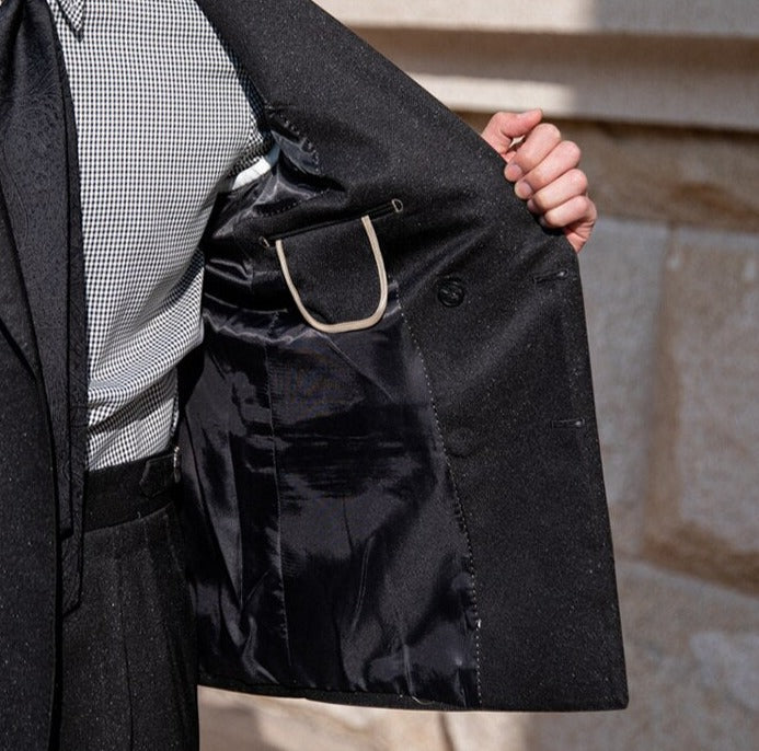 Antonios Double Breast Suit interior view showing sophisticated design.