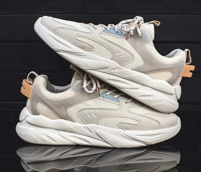 Lightweight comfort sneaker for men in beige, featuring breathable design for casual wear.