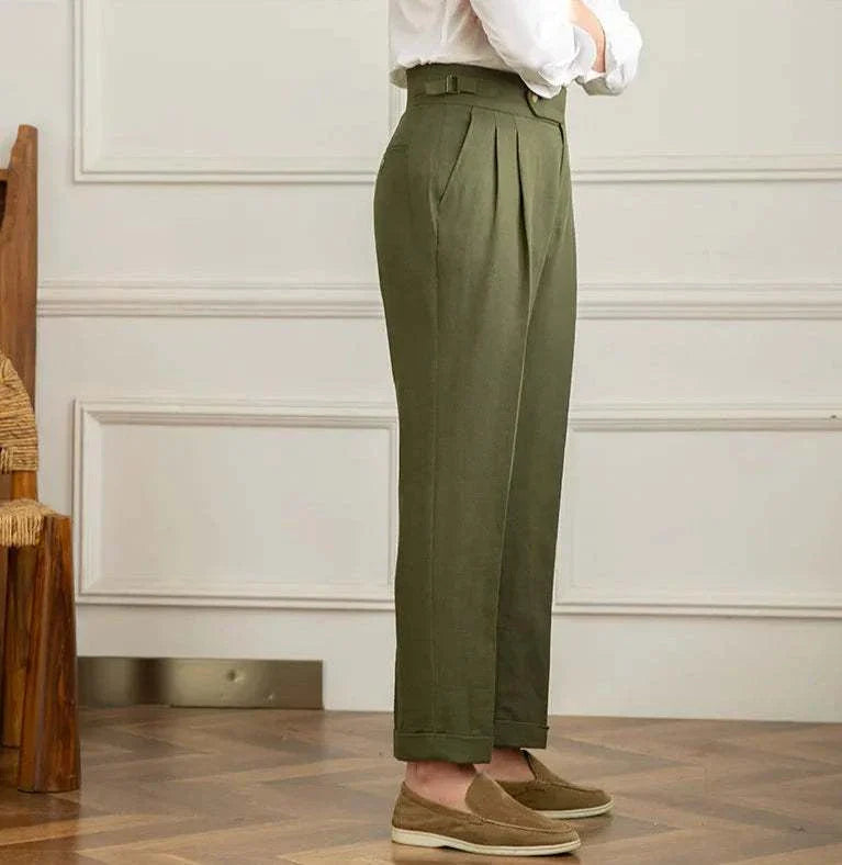Antonios Naples cotton-linen pants for summer comfort in smart casual style.