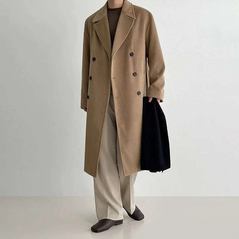 Long length Korean coat for men in high-quality cotton for autumn and winter.