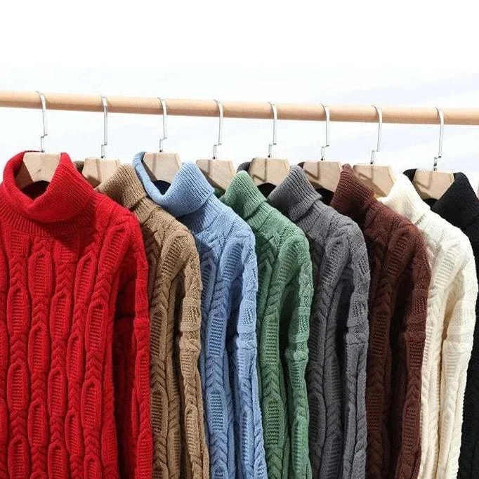 Juku winter sweater in various colors on display, featuring solid pattern and wool material.