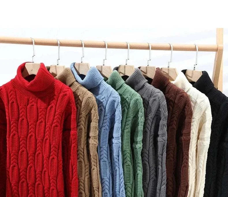 Juku winter sweater in various colors on display, featuring solid pattern and wool material.